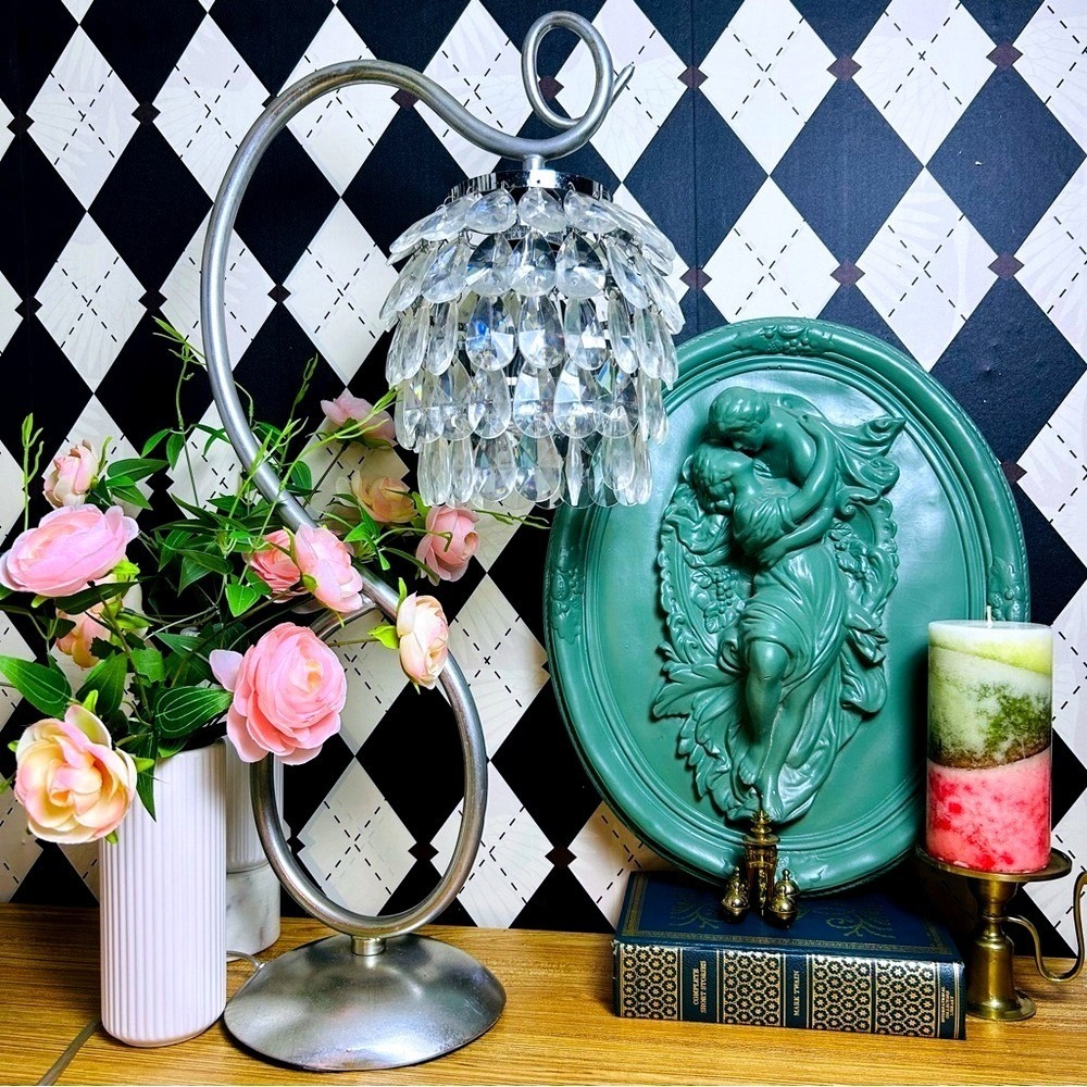 Darling Table Lamp – Metallic Sculptural‎ Base with Tiered Acrylic Drops